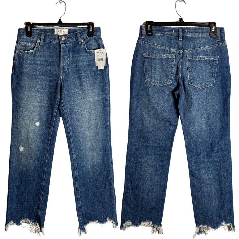 Free People We the Free Maggie Mid-Rise Straight Leg Jeans Women's 25 Blue NWT - Picture 2 of 13